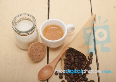 Espresso Coffee And Beans Stock Photo