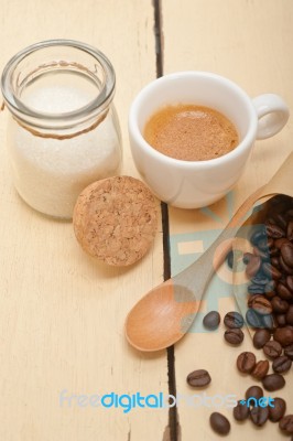 Espresso Coffee And Beans Stock Photo