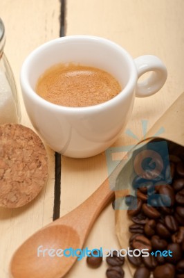 Espresso Coffee And Beans Stock Photo