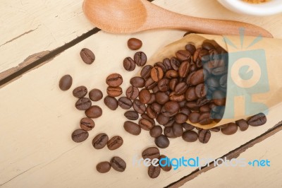 Espresso Coffee And Beans Stock Photo