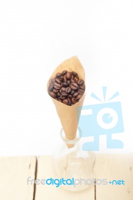 Espresso Coffee Beans On A Paper Cone Stock Photo