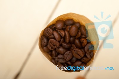 Espresso Coffee Beans On A Paper Cone Stock Photo