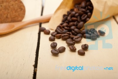 Espresso Coffee Beans On A Paper Cone Stock Photo