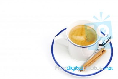 Espresso Coffee With Cinnamon Stock Photo