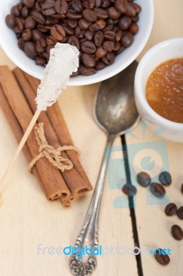 Espresso Coffee With Sugar And Spice Stock Photo