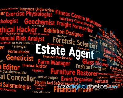 Estate Agent Shows Work Hiring And Word Stock Image