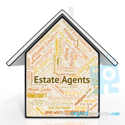 Estate Agents Represents House Realtors And Properties Stock Image