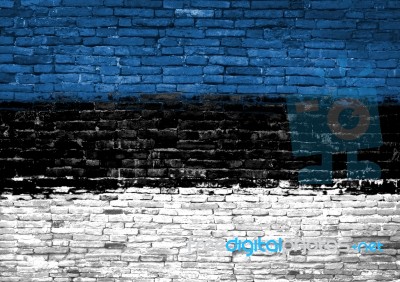 Estonia Flag Painted On Wall Stock Photo