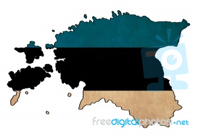 Estonia Map On Estonia  Flag Drawing ,grunge And Retro Flag Seri… Stock Image