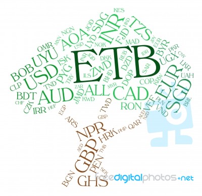 Etb Currency Represents Ethiopian Birrs And Currencies Stock Image