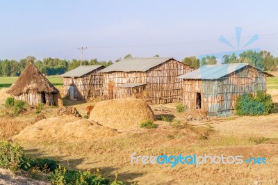 Ethiopian Houses In The Village Stock Photo