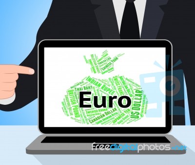 Euro Currency Shows Forex Trading And Coin Stock Image