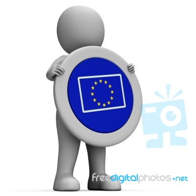 Euro Flag Means European Union And Advertisement Stock Image