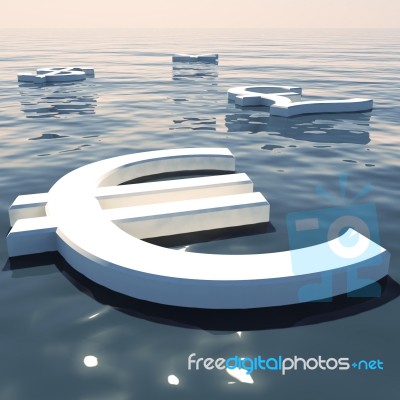 Euro Floating And Currency Going Stock Image