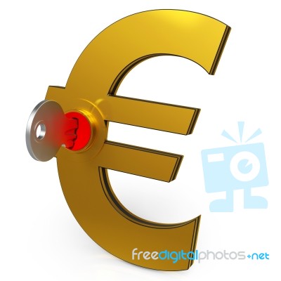 Euro Key Showing Savings And Finance Stock Image