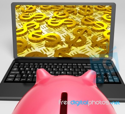 Euro Laptop Screen Shows Wealth And Prosperity Stock Image