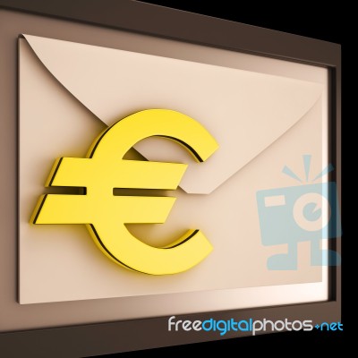 Euro On Envelope Showing Money Exchange Stock Image