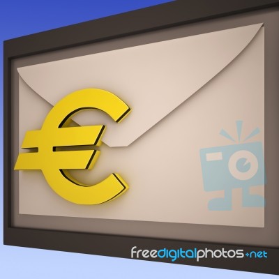 Euro On Envelope Shows European Correspondence Stock Image