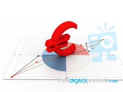 Euro Sign On Business Chart Stock Image