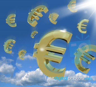 Euro Signs Falling From Sky Stock Image