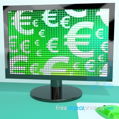 Euro Symbols On Computer Screen Stock Image