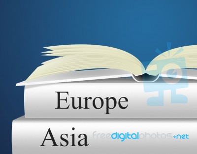 Europe Books Indicates Travel Guide And Asian Stock Image