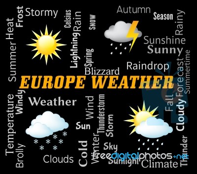 Europe Weather Shows Meteorological Forecasts And Forecasting Stock Image