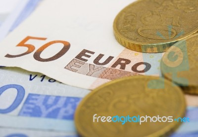 Euros Cash And Coins Stock Photo