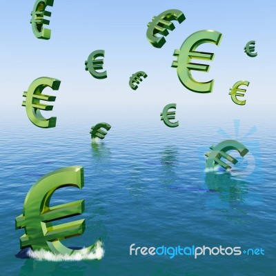 Euros Falling In Sea Stock Image