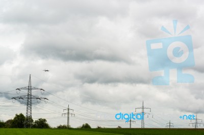 Eurowings Airplane Approaching Stuttgart Stock Photo