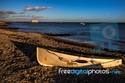 Evening Light At Selsey Bill Stock Photo