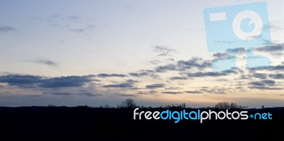 Evening Photo Of The The Rural Land Stock Photo