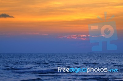 Evening Sea And Color Of Twilight Sky Stock Photo