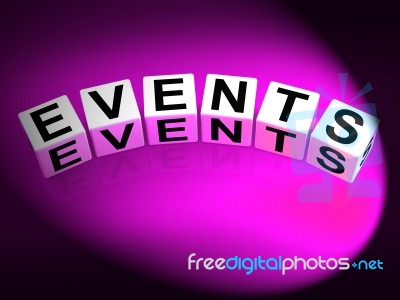 Events Dice Represent Functions Experiences And Occurrences Stock Image