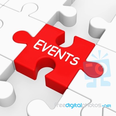 Events Puzzle Means Occasion Event Or Function Stock Image