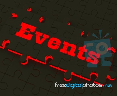 Events Puzzle Means Occasions Events Or Functions Stock Image