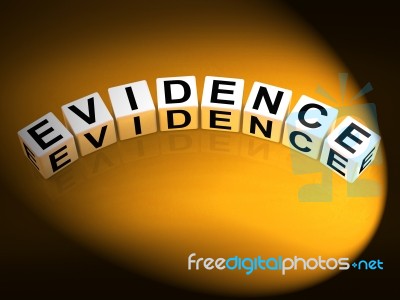 Evidence Dice Represent Evidential Substantiation And Proof Stock Image