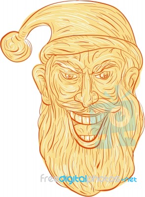 Evil Santa Claus Head Drawing Stock Image