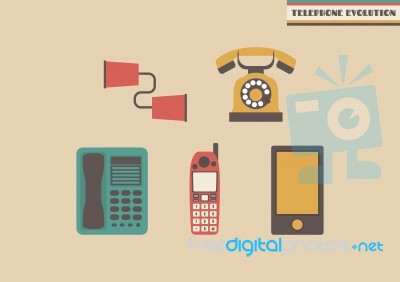 Evolution Of Telephone Stock Image