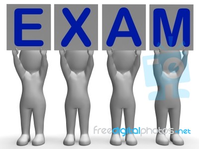 Exam Banners Means Extreme Questionnaire Or Examination Stock Image