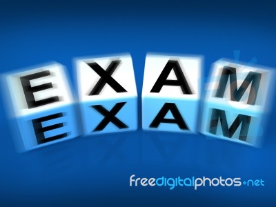 Exam Blocks Displays Examination Review And Assessment Stock Image