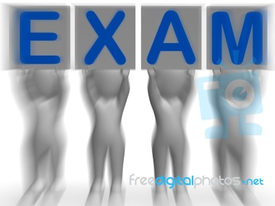 Exam Placards Means Extreme Questionnaire Or Examination Stock Image