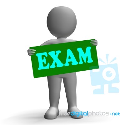 Exam Sign Character Means Examinations And Questionnaires Stock Image