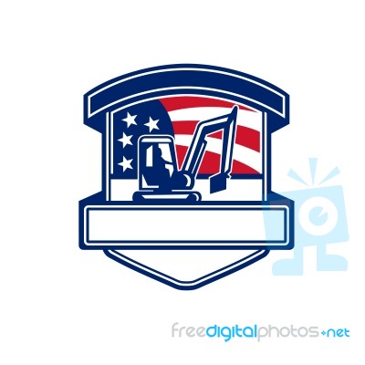 Excavation Services Usa Flag Badge Stock Image