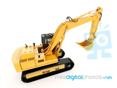 Excavator Isolated With Light Shadow Stock Image