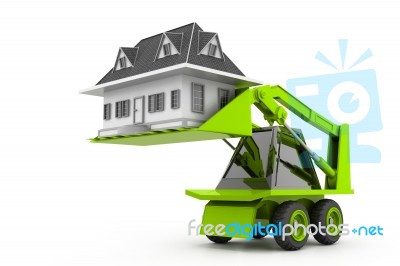 Excavator Lift The Home Stock Image