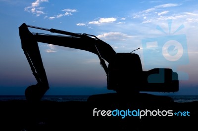 Excavator Silhouette Stock Photo