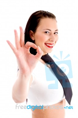 Excellent Approval Woman Smilling Stock Photo