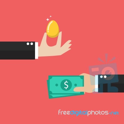 Exchange Golden Egg With Money Stock Image