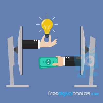 Exchange Lightbulb Idea And Money Online Stock Image